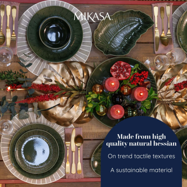 Mikasa 4pc Hessian Round Woven Placemats Natural 38cm