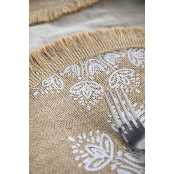 Creative Tops Hessian Jute Patterned Woven Placemats White Leaf Set of 4 42cm