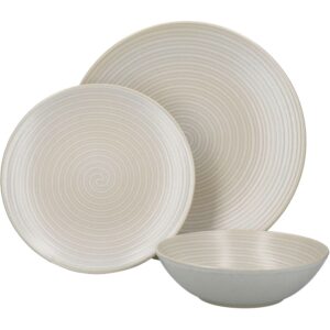 Mikasa White Swirl Twelve Piece Stoneware Dinnerware Set