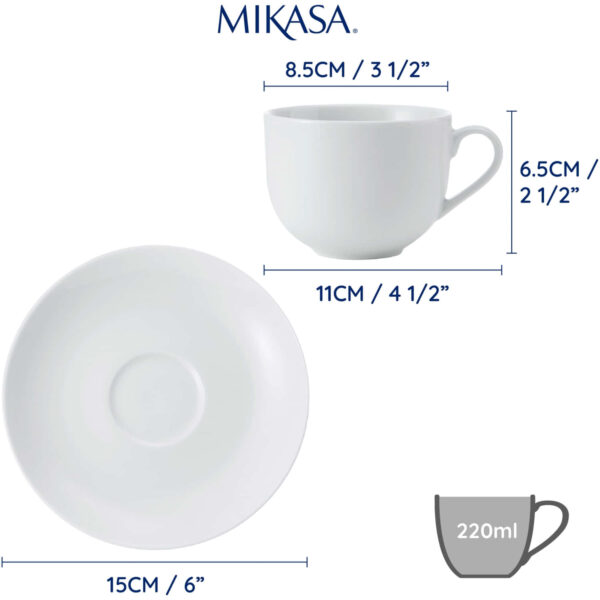 Mikasa Chalk 2pc Porcelain Tea Cup & Saucer Set 220ml