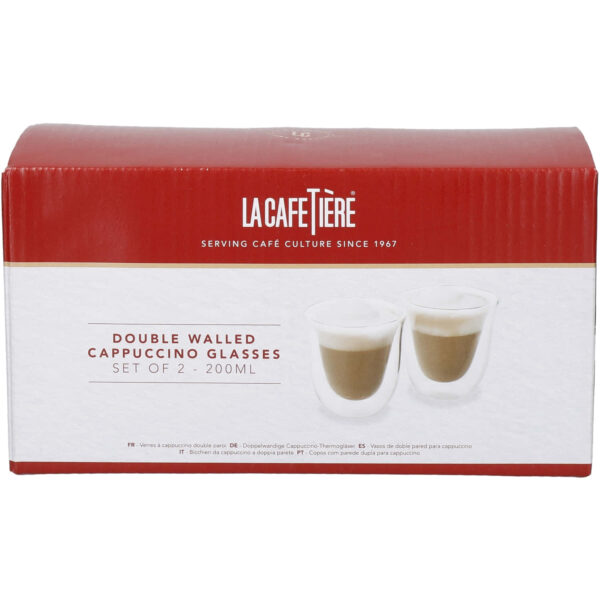 La Cafetière 200ml Double Walled Cappuccino Jack Glasses Set of Two