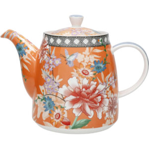 London Pottery Ceramic Bell Shaped Filter Teapot Coral Floral 1 L