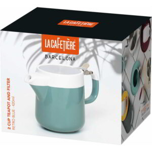 La Cafetiere Barcelona Retro Blue Ceramic 420ml Two Cup Teapot
