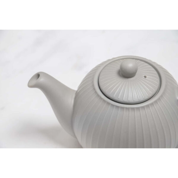 London Pottery Ceramic Globe 900ml Textured Teapot Grey Ridged