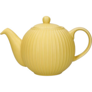 London Pottery Ceramic Globe 900ml Textured Teapot Yellow Ridged