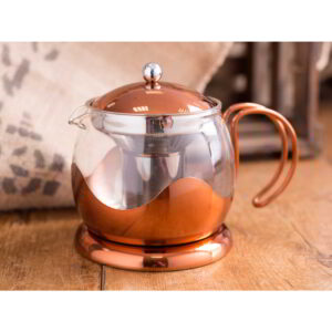 La Cafetiere Brushed Copper Glass Infuser Teapot Two Cup 660ml