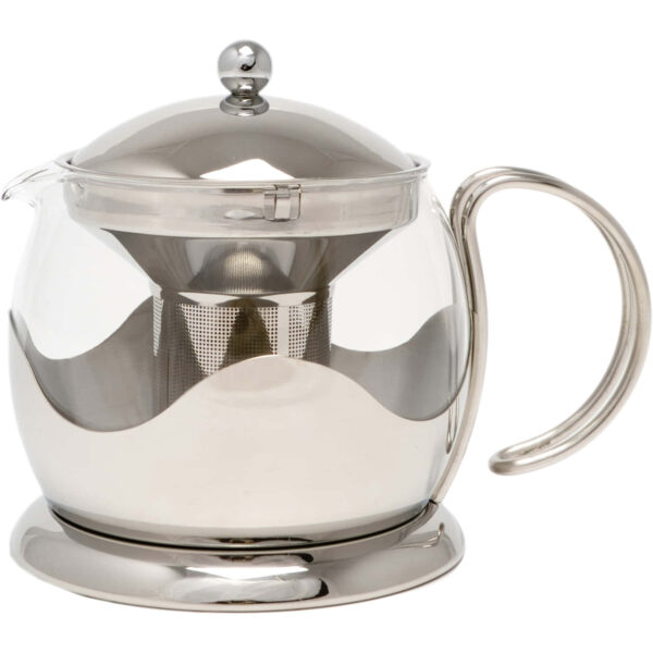 La Cafetière Izmir Polished Steel Glass Infuser Teapots Two Cup