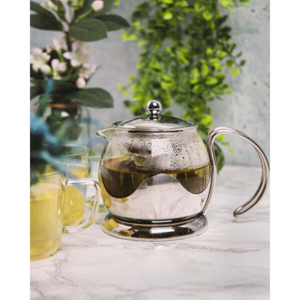 La Cafetière Izmir Polished Steel Glass Infuser Teapots Two Cup