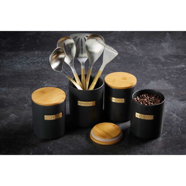 MasterClass Tea Matt Black Ceramic Storage Jar 1.2 Litres/12x16cm
