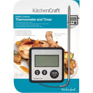 KitchenCraft Digital Cooking Thermometer and Timer 0 to 250 deg C