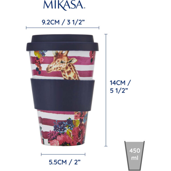 Mikasa Wild At Heart PET 370ml Travel Mug Giraffe