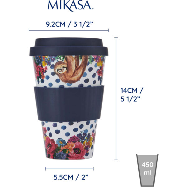 Mikasa Wild At Heart PET 370ml Travel Mug Sloth