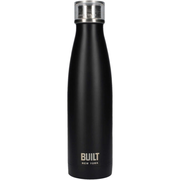 BUILT Perfect Seal 500ml Black Double Walled Stainless Steel Hydration Bottle