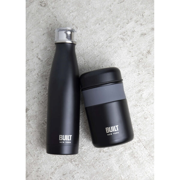 BUILT Perfect Seal 500ml Black Double Walled Stainless Steel Hydration Bottle