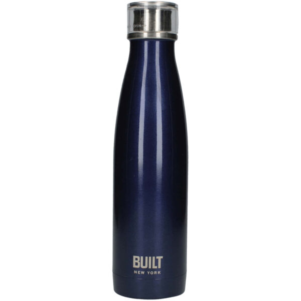 BUILT Perfect Seal 500ml Midnight Blue Double Walled Stainless Steel Hydration Bottle