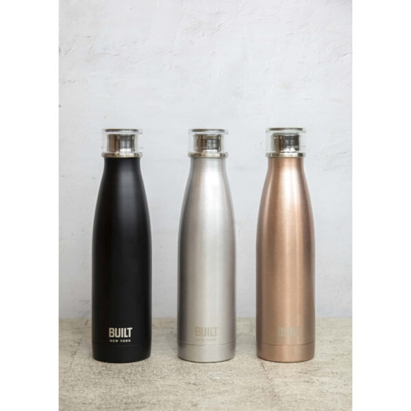 BUILT Perfect Seal 500ml Silver Double Walled Stainless Steel Hydration Bottle
