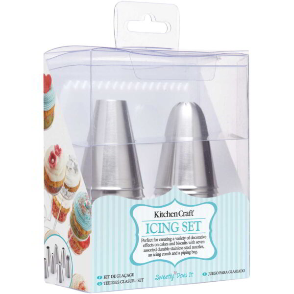 KitchenCraft Sweetly Does It Icing Set with Nylon Bag Seven Nozzles and Icing Comb