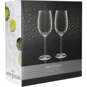 BarCraft 450ml Ridged Wine Glasses Flutes Gift Set of Two